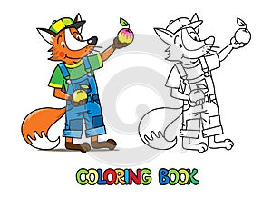 Fox farmer ABC coloring book. Alphabet F