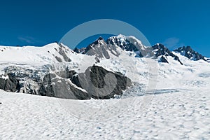 Fox Glacier Mountain peak with snow covered, west coast New Zealand