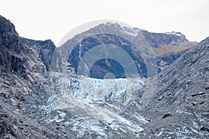 The Fox Glacier / Te Moeka o Tuawe is a 13-milometer-long 8.1 mi temperate maritime glacier located in Westland Tai Poutini. photo