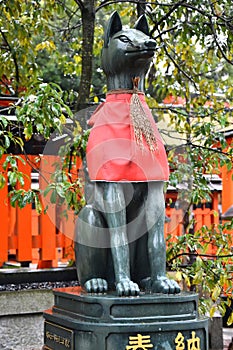 Fox Guardian in front of the Fushimi Inari Shrine in Kyoto