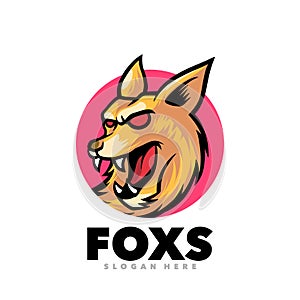 Fox red angry mascot logo design template