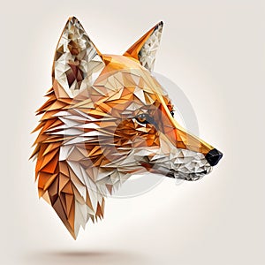 Fox head with crystal parts, particles - close up