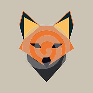 Fox head flat icon. Vector colorful illustration of vixen head in geometric style photo