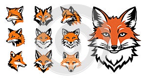 Fox head mascot collection, fox icon set