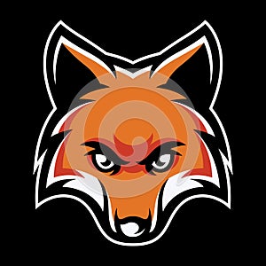 Fox head mascot on a dark background