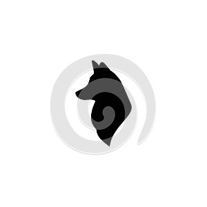 Fox head profile icon isolated on white. Vector flat animal silhouette