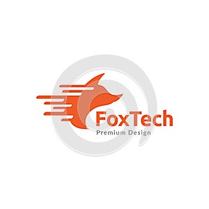 Fox head speed tech logo design vector graphic symbol icon sign illustration creative idea
