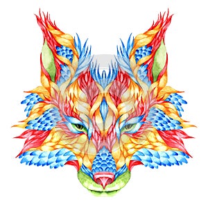 FOX head tattoo. psychedelic