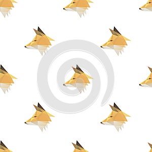 Fox head triangle shape seamless pattern backgrounds. Wrapping paper template. Polygonal design
