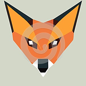 Fox head vector illustration in flat style. Cute foxen head