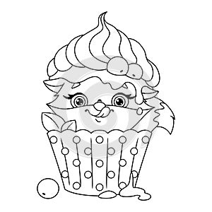 Fox hiding in cupcake Coloring Page