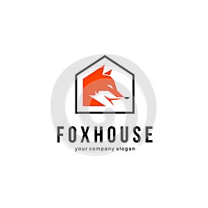 Fox in the house vector design element.