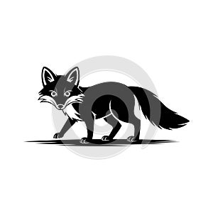 Majestic Black Fox Silhouette Elegant Wildlife Animal Design Graphic Vector Illustration Art Icon photo