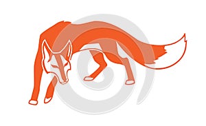 Fox image on white background. Wild animal vector as logo or mascot..