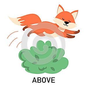 Fox jumping above the bush