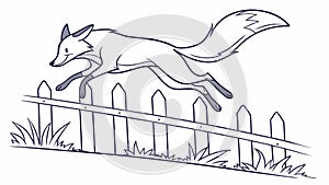 Fox Jumping Over Fence Line Art Rural Wildlife Scene Vector Art, vector design Generative AI photo