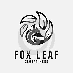 fox leaf logo design inspiration with leaf illustration