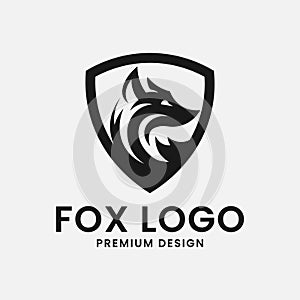 fox logo design inspiration with shield illustration