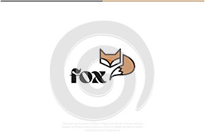 Fox Logo Design. Vector Logo Template. A modern and trendy symbol of a fox with a head and a tail in geometric and playful design