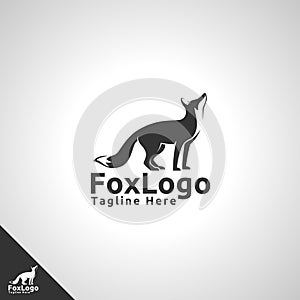 Fox Logo with silhouette style fox looking up and appearance from side concept