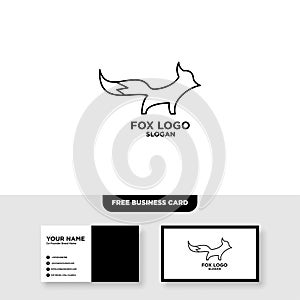 Fox outline line art monoline logo vector icon - Vector, Free Business Card Mockup