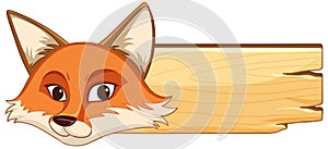 a fox lying near wood blank sign