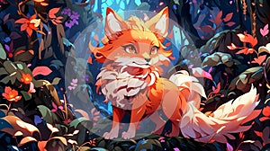 Fox in a magical forest