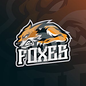 Fox mascot logo design vector with modern illustration concept style for badge, emblem and t shirt printing. Angry fox