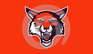 Fox mascot logo. Wild animal head logo with grin. Badge, sticker of a fox for a team, sports club. Isolated vector