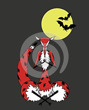 Fox meditating in the moonlight