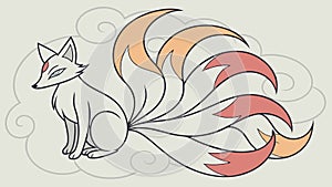 Fox with Multiple Tails Kitsune Japanese Folklore, vector design Generative AI photo