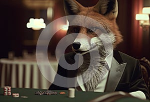 Fox is playing the casino. AI Generated