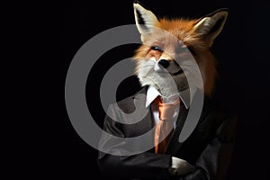 fox posing in business suit red fox vulpes Generative AI
