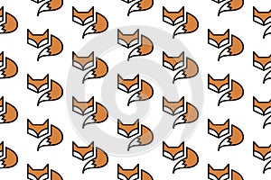 Fox Seamless Pattern Design. Vector Pattern Template. Repeating geometric pattern illustration of a fox with a head and a tail in