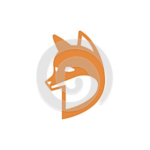 Fox. Simple vector illustration in flat style. Fox red head isolated on white background.