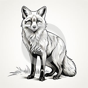 Fox Sitting: Vector Illustration In The Style Of Jc Leyendecker photo