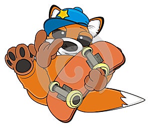 Fox with skateboard