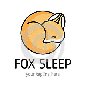 Fox Sleep logo design. Vector
