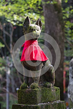 Fox statue at Fushimi Inari Shrine, Kyoto District, Japan