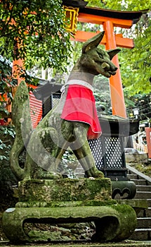 Fox Statue in Fushimi Inari Shrine - Kyoto, Japan