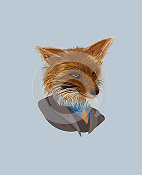 Fox in a suit, dapper fox, vector