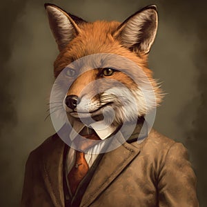 Fox in a Suit - Victorian 1800s Style (AI-Generated)