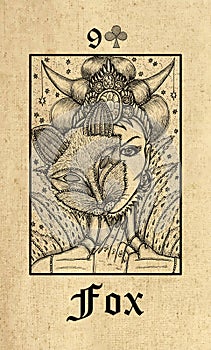 Fox. Tarot card from Lenormand Gothic Mysteries oracle deck