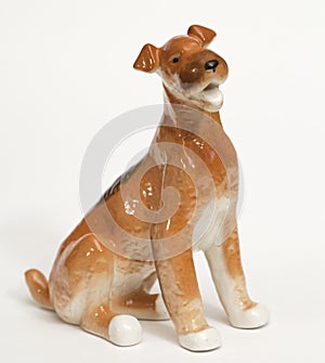 Fox terrier Dog ceramic figurine, isolated on white