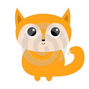 Fox toy icon. Cute cartoon kawaii baby character. Forest animal collection. White background. Isolated. Flat design