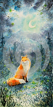 Fox watercolors painted