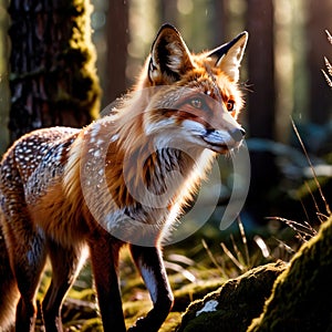 Fox wild animal living in nature, part of ecosystem