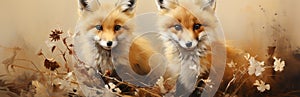 Foxes are multicolored animal illustrations. Sly fox on a plain background
