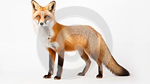 foxes on white background, they are small to medium-sized, omnivorous mammals