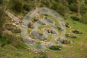 Foxholes closeup on the slope of Grace Fort hill in Elvas